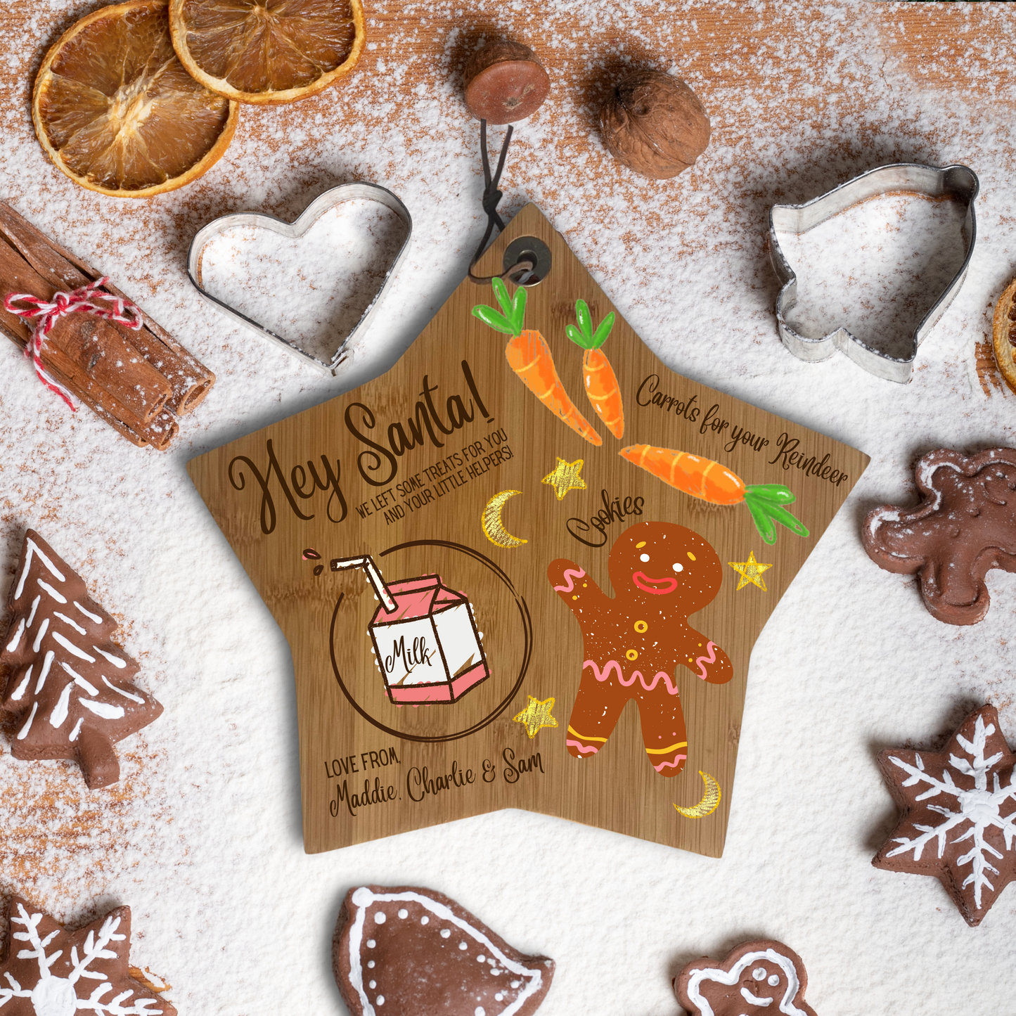 Personalised Santa's Treats Star Wooden Board