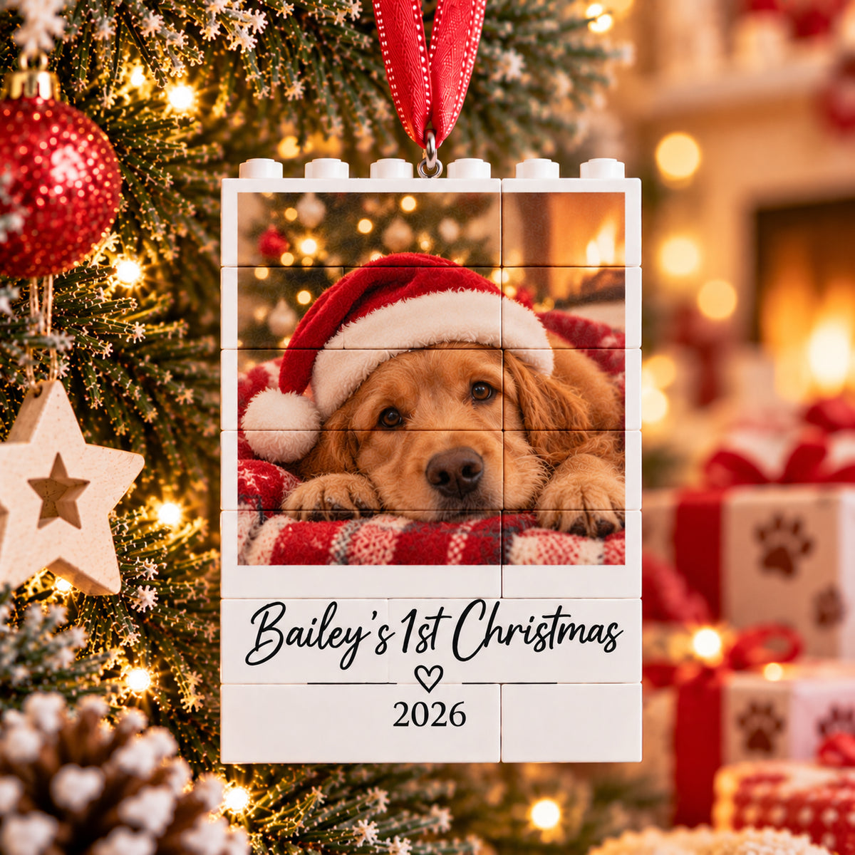 Personalised Pet Photo LEGO® Photo Brick Christmas Tree Decoration