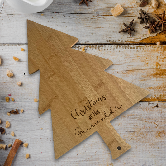 Personalised Christmas Tree Wooden Serving Board