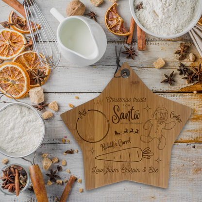 Personalised Santa's Treats Star Wooden Board