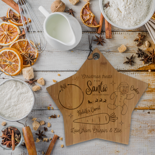 Personalised Santa's Treats Star Wooden Board