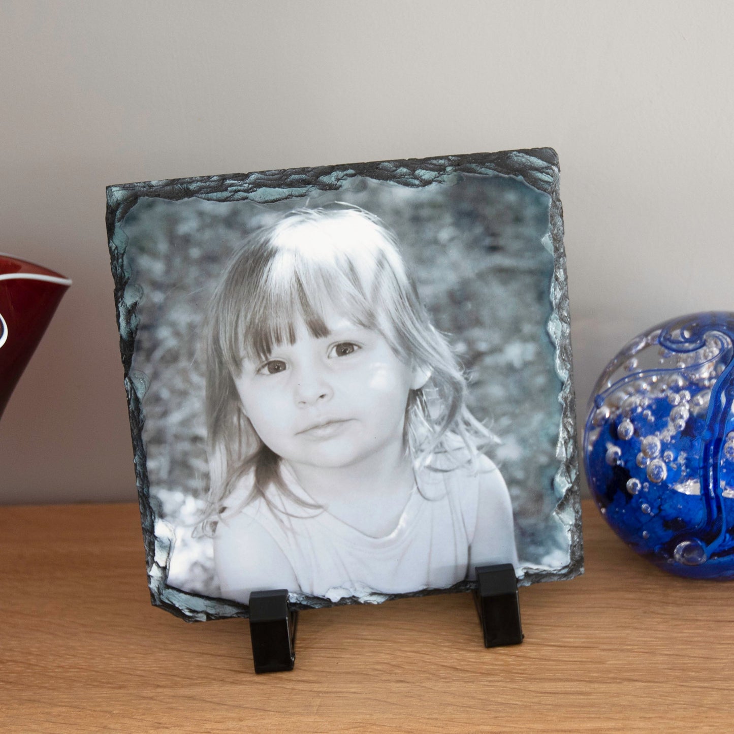 Personalised Natural Square Rock Slate Custom Photo With Stands