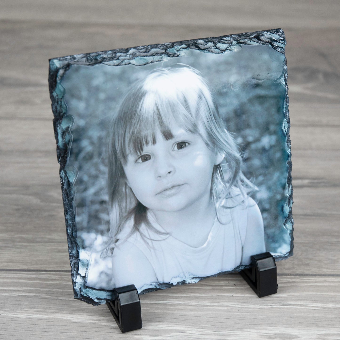 Personalised Natural Square Rock Slate Custom Photo With Stands