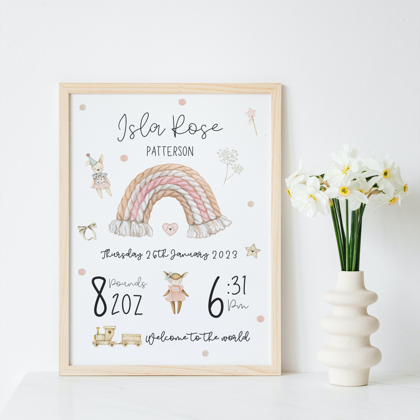 Personalised Babies Rainbow Nursery Print