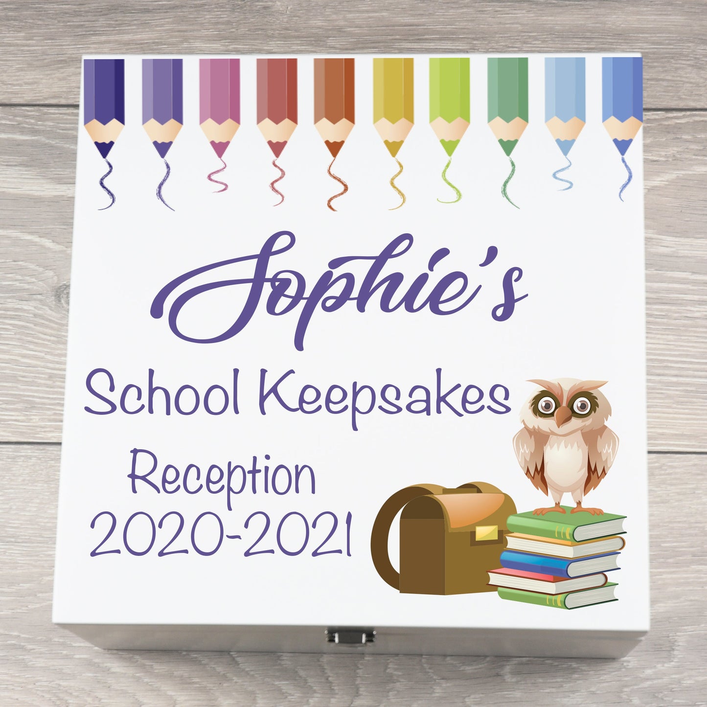 Personalised Large School Starter Wooden Memory Box