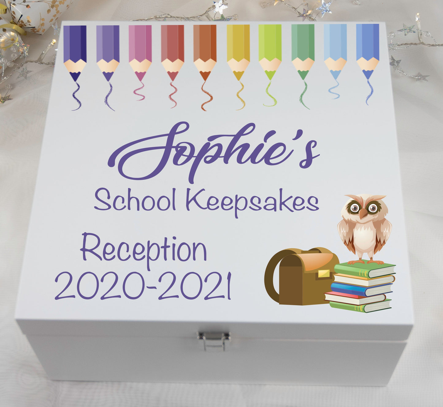 Personalised Large School Starter Wooden Memory Box