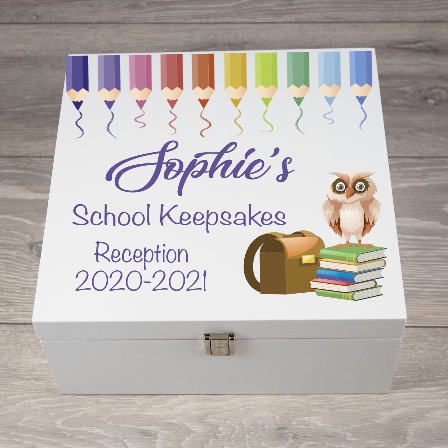 Personalised Large School Starter Wooden Memory Box