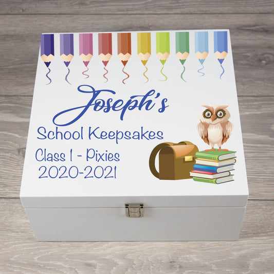 Personalised Large School Starter Wooden Memory Box