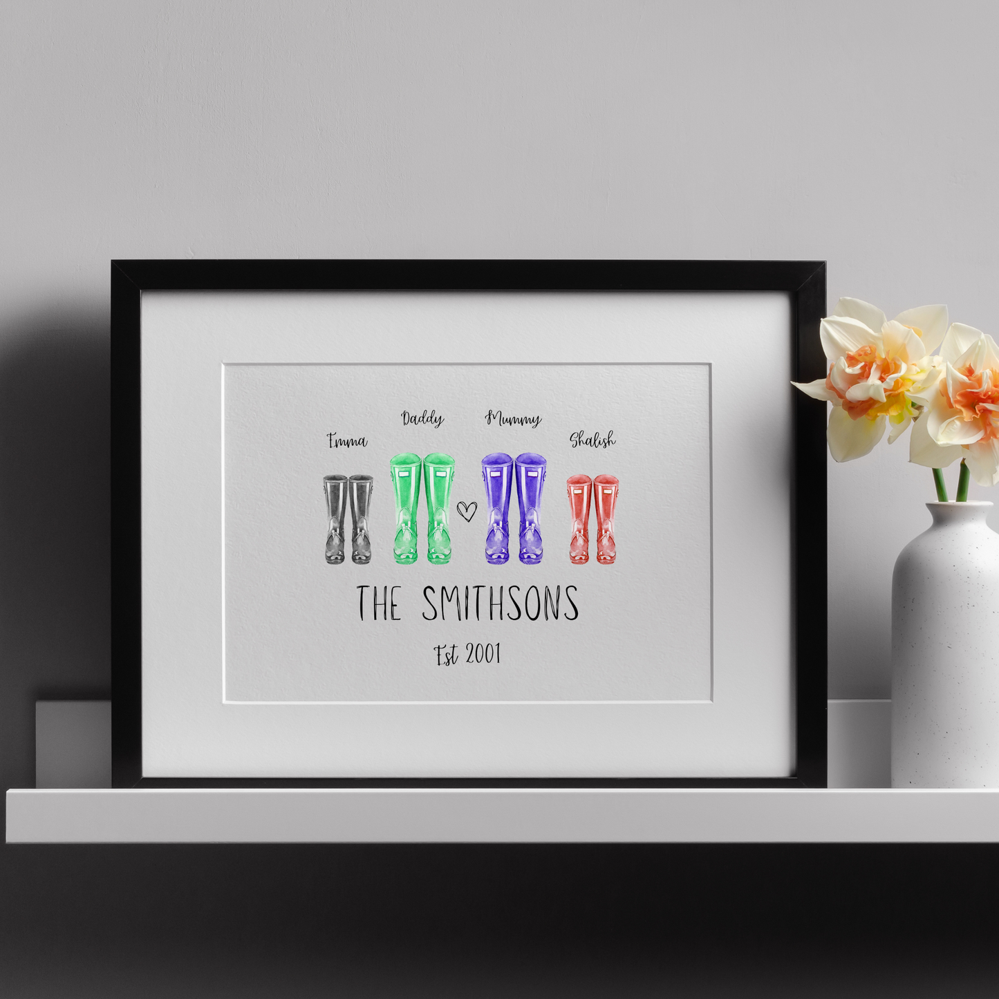 Personalised Family Wellington Boot Print