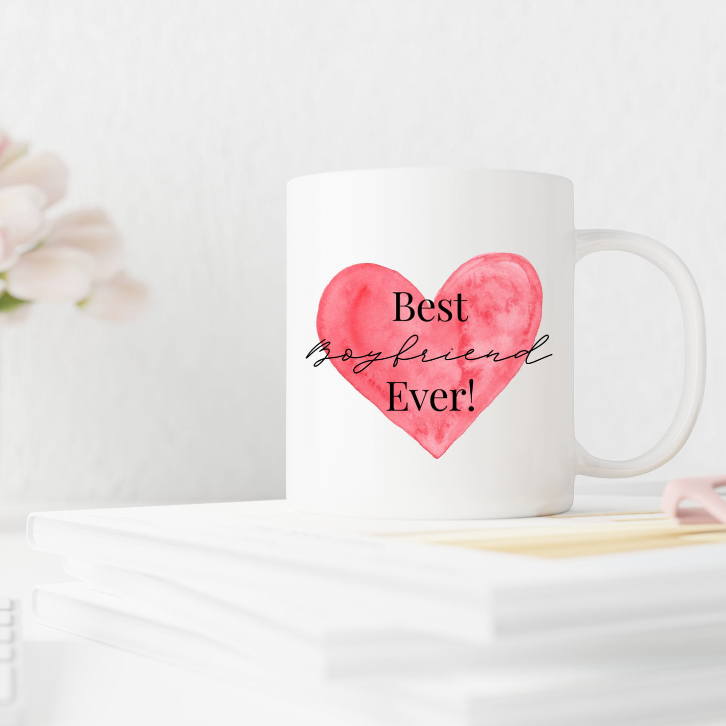 Personalised Watercolour Heart Valentines Ceramic Mug