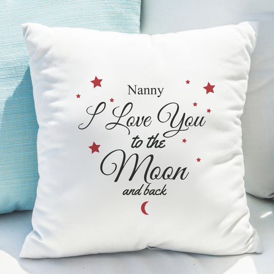 Personalised To The Moon & Back White Cushion