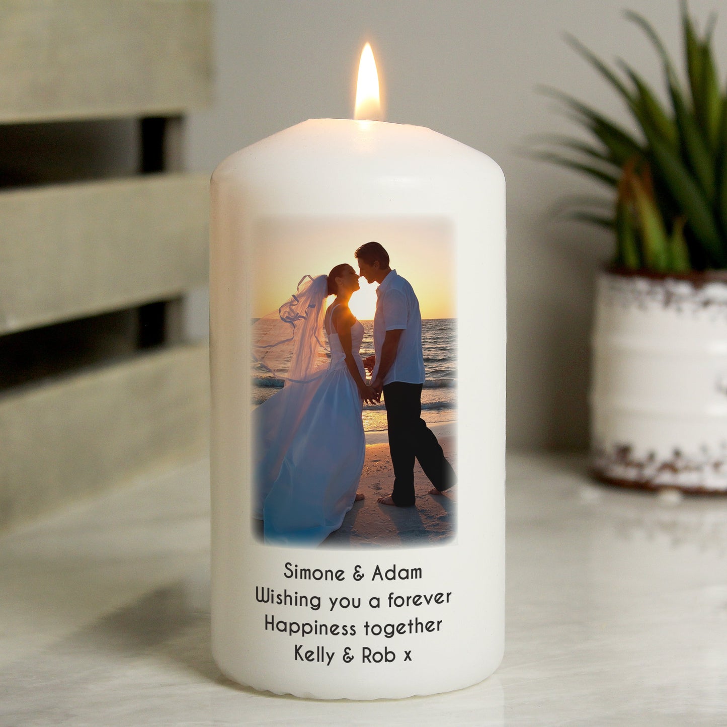 Personalised ANY Photo & Text Pillar Candle