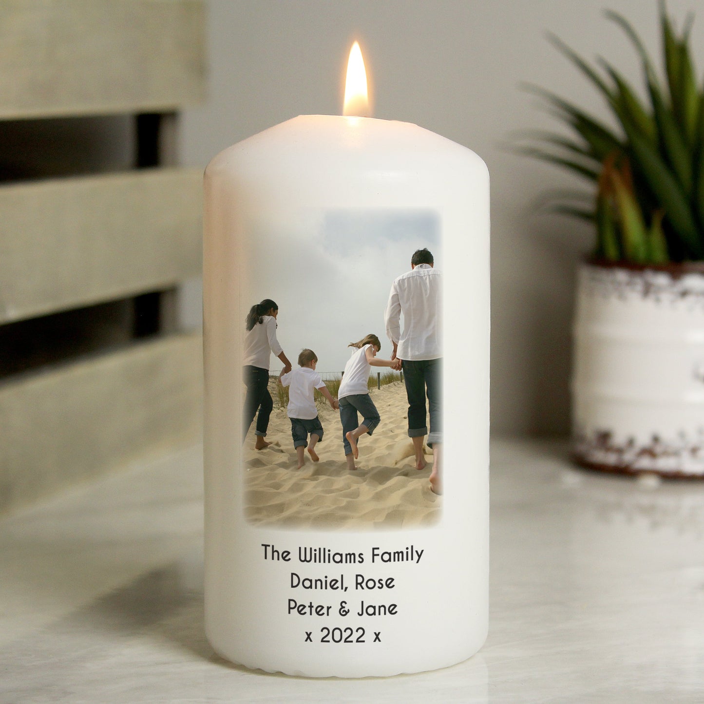 Personalised ANY Photo & Text Pillar Candle