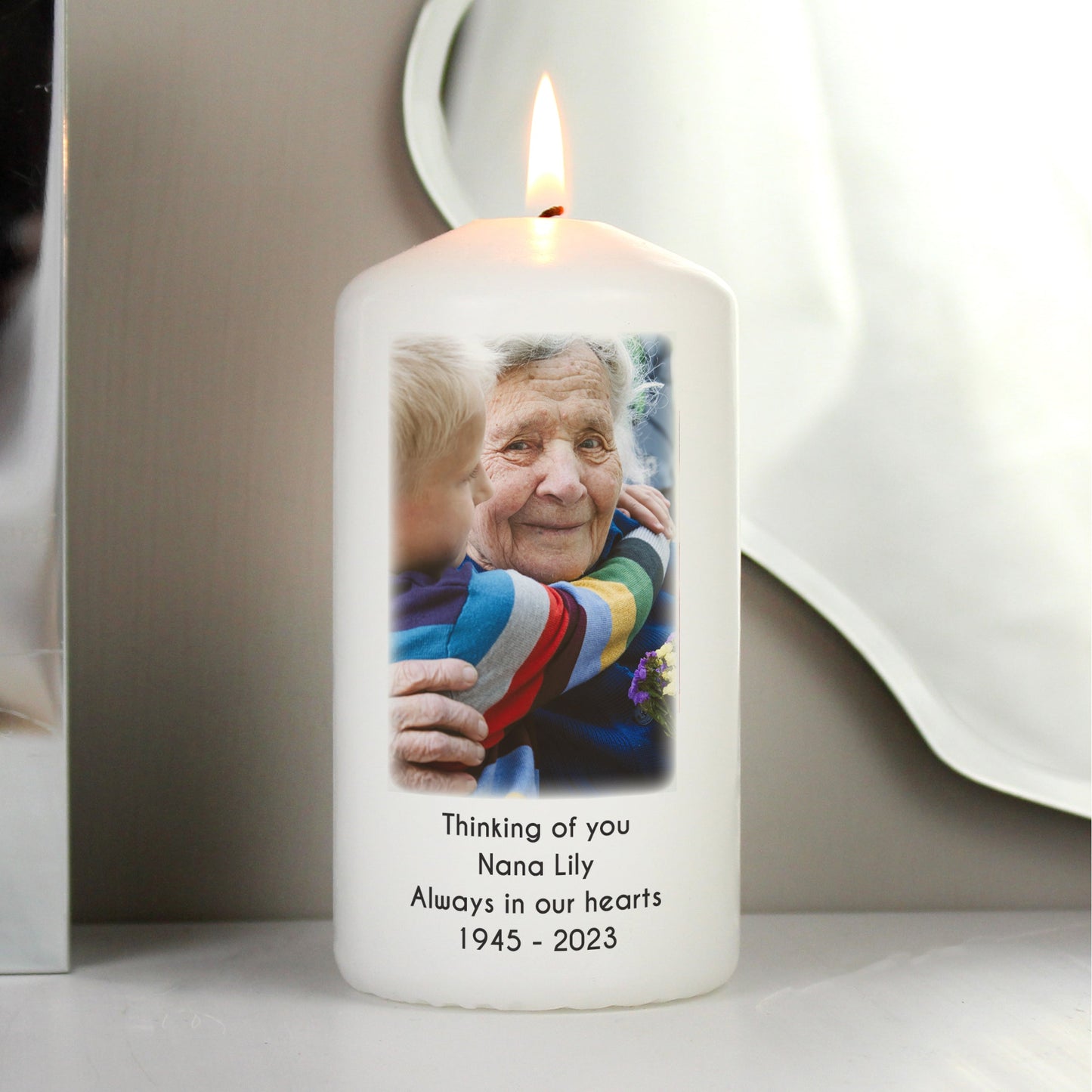 Personalised ANY Photo & Text Pillar Candle