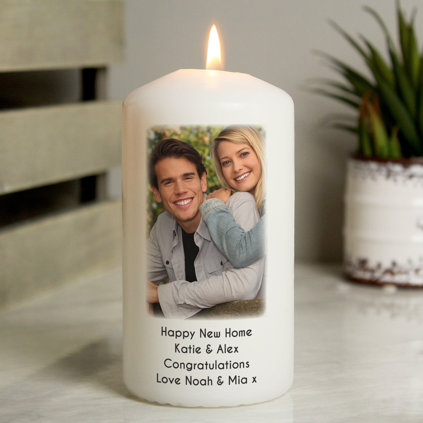 Personalised ANY Photo & Text Pillar Candle