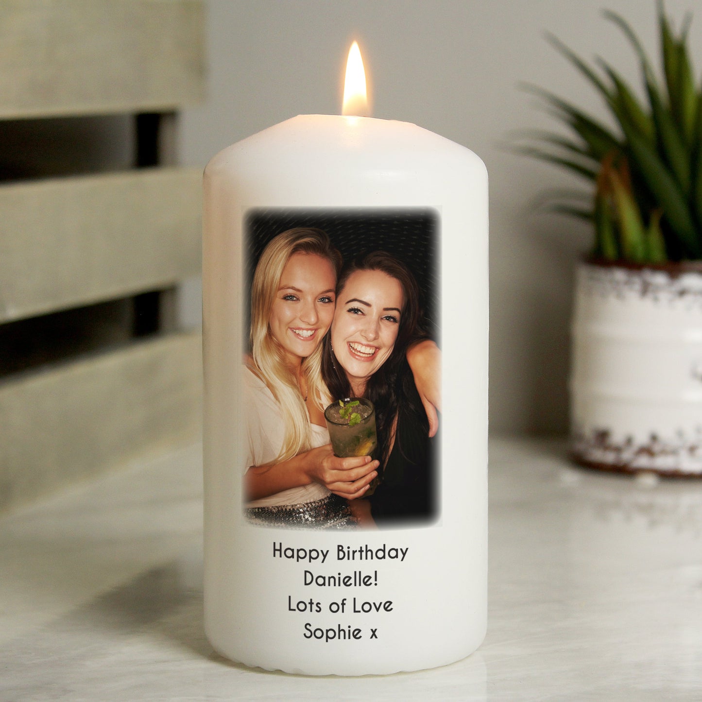 Personalised ANY Photo & Text Pillar Candle