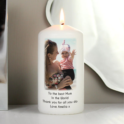 Personalised ANY Photo & Text Pillar Candle
