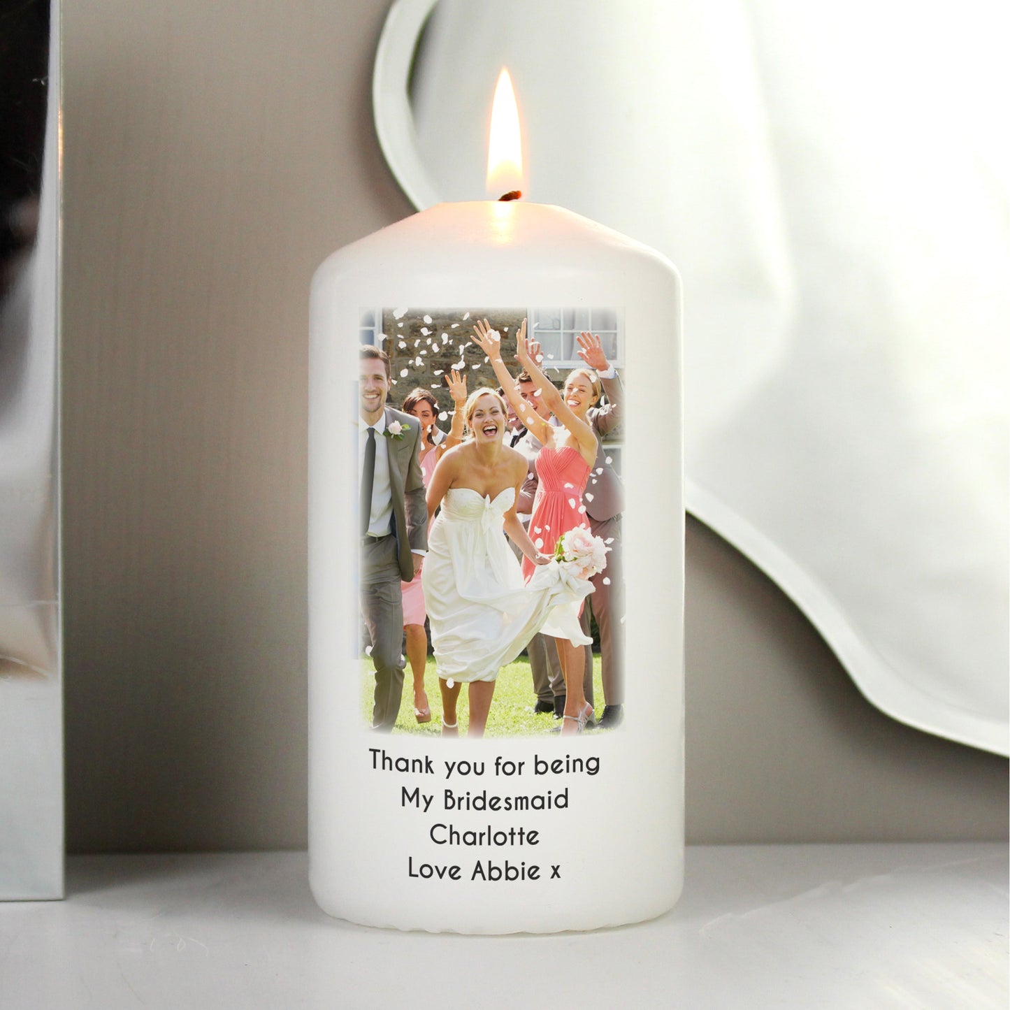 Personalised ANY Photo & Text Pillar Candle