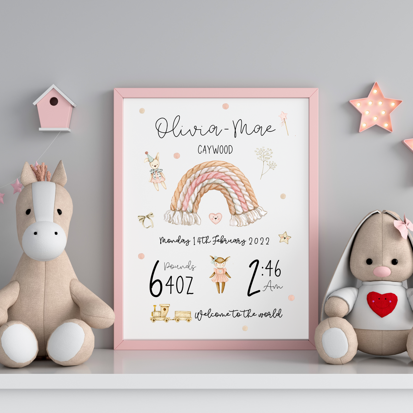 Personalised Babies Rainbow Nursery Print