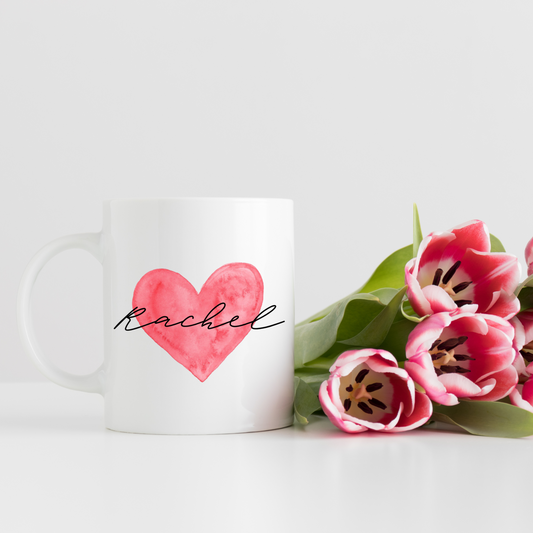 Personalised Watercolour Heart Ceramic Mug