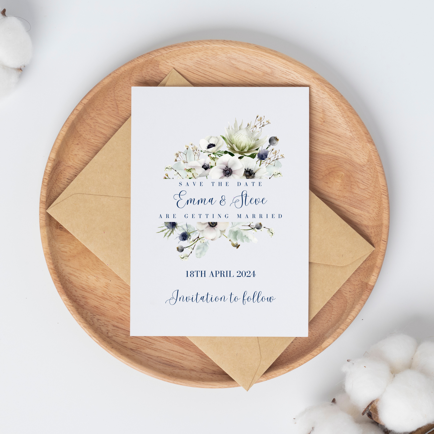 Printed Personalised Lavender Floral Save The Date Card