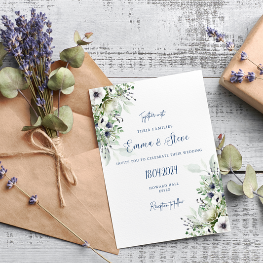 Printed Personalised Lavender Florals Wedding Invitation