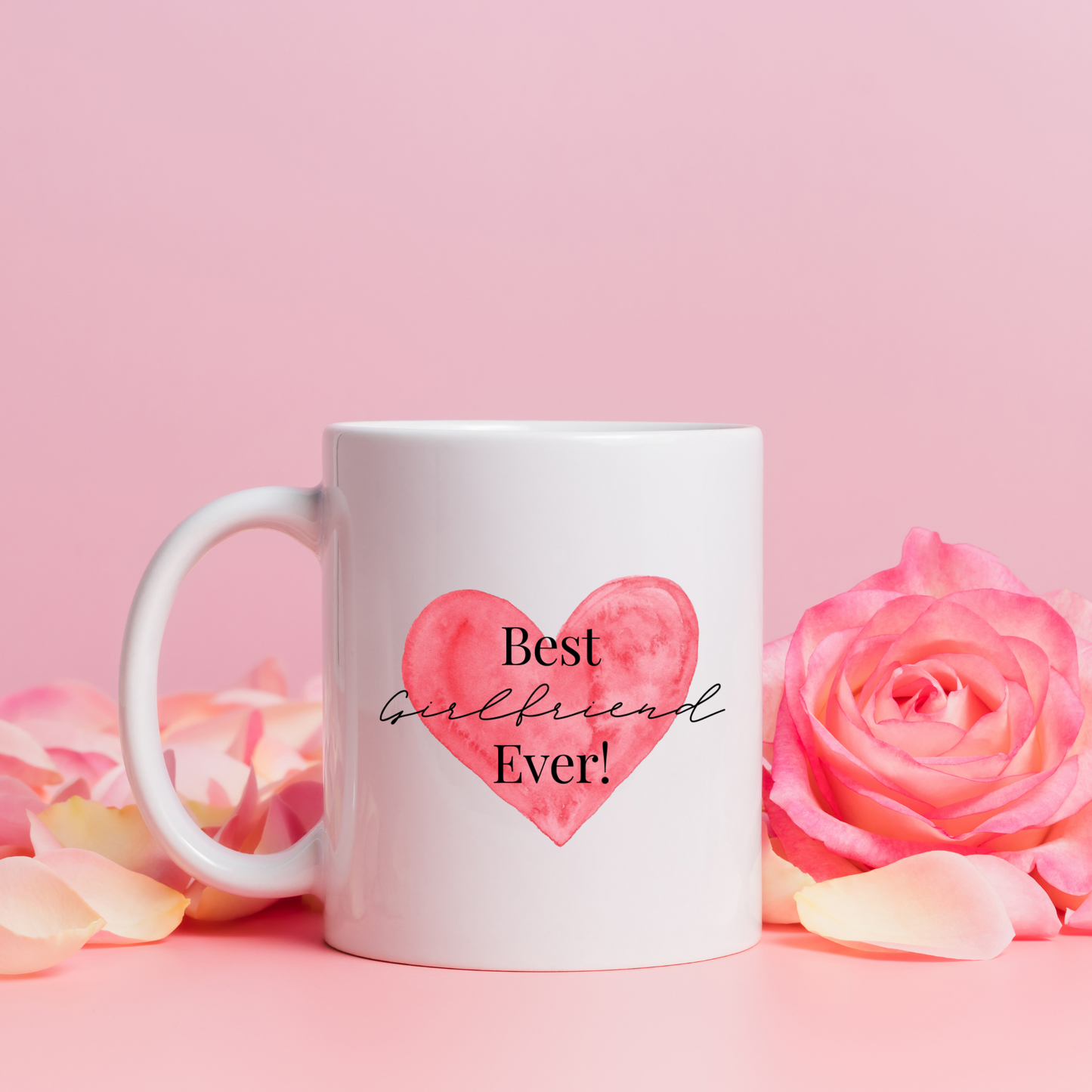 Personalised Watercolour Heart Valentines Ceramic Mug