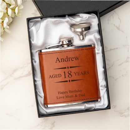 Personalised  Engraved  Whisky Label Style Hip Flask