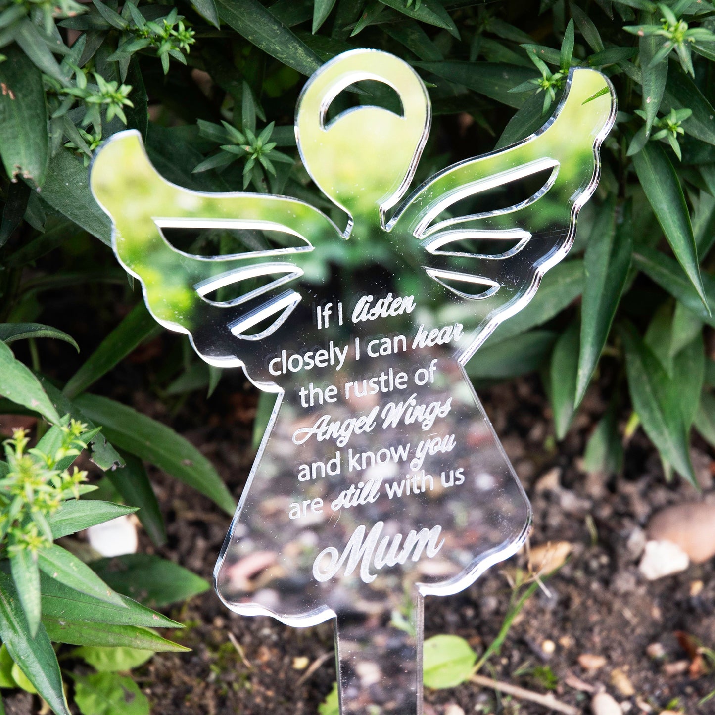 Personalised Angel Mirror Acrylic Grave Memorial Marker