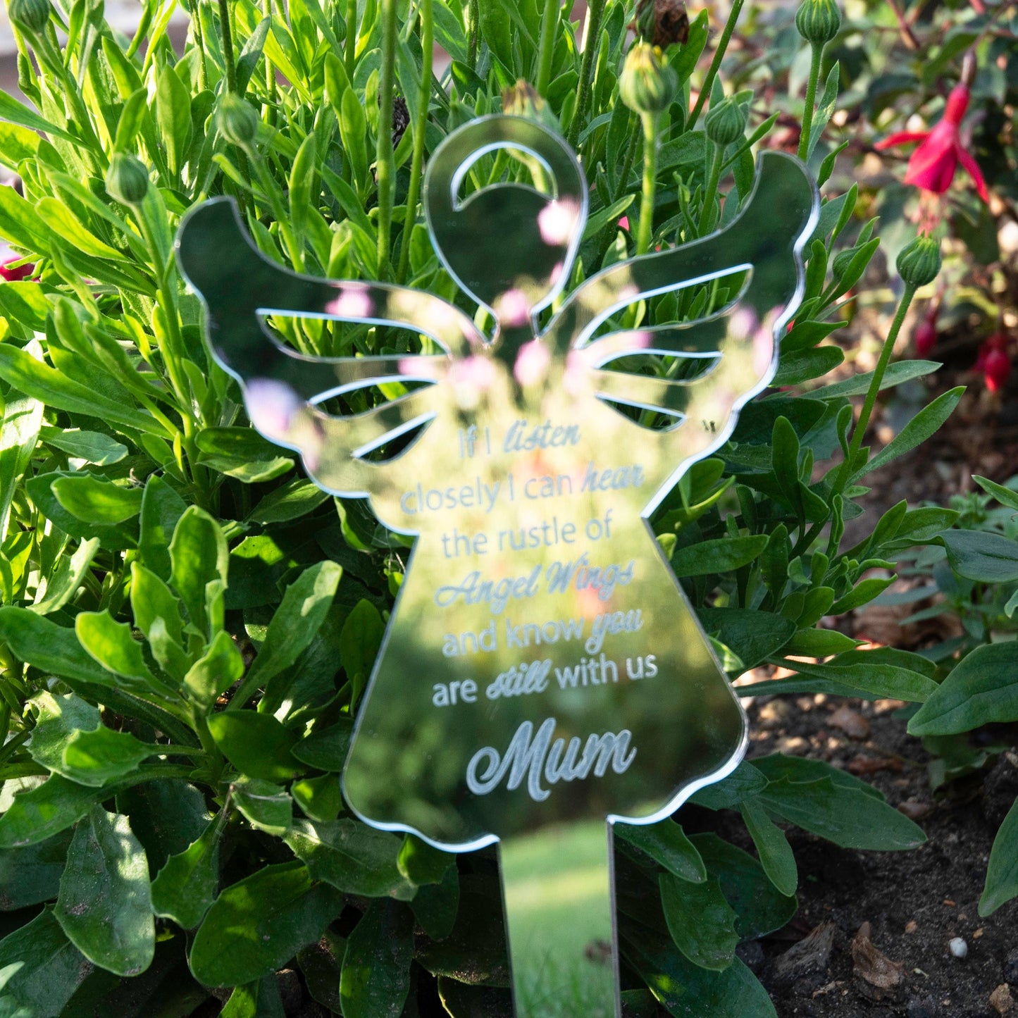 Personalised Angel Mirror Acrylic Grave Memorial Marker