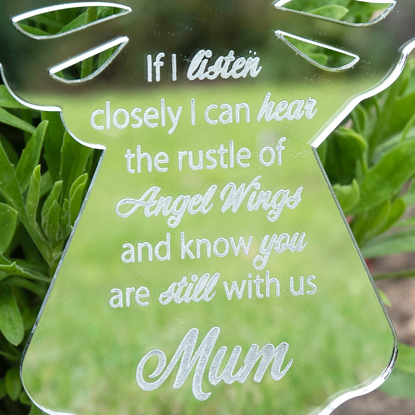 Personalised Angel Mirror Acrylic Grave Memorial Marker