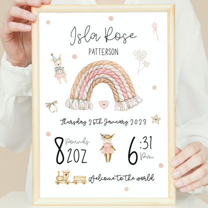Personalised Babies Rainbow Nursery Print