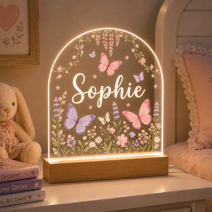 Personalised Butterfly Night Light | Nursery Decor, New Baby, Christening & 1st Birthday Gift