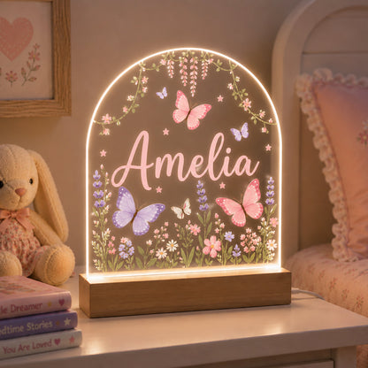 Personalised Butterfly Night Light | Nursery Decor, New Baby, Christening & 1st Birthday Gift