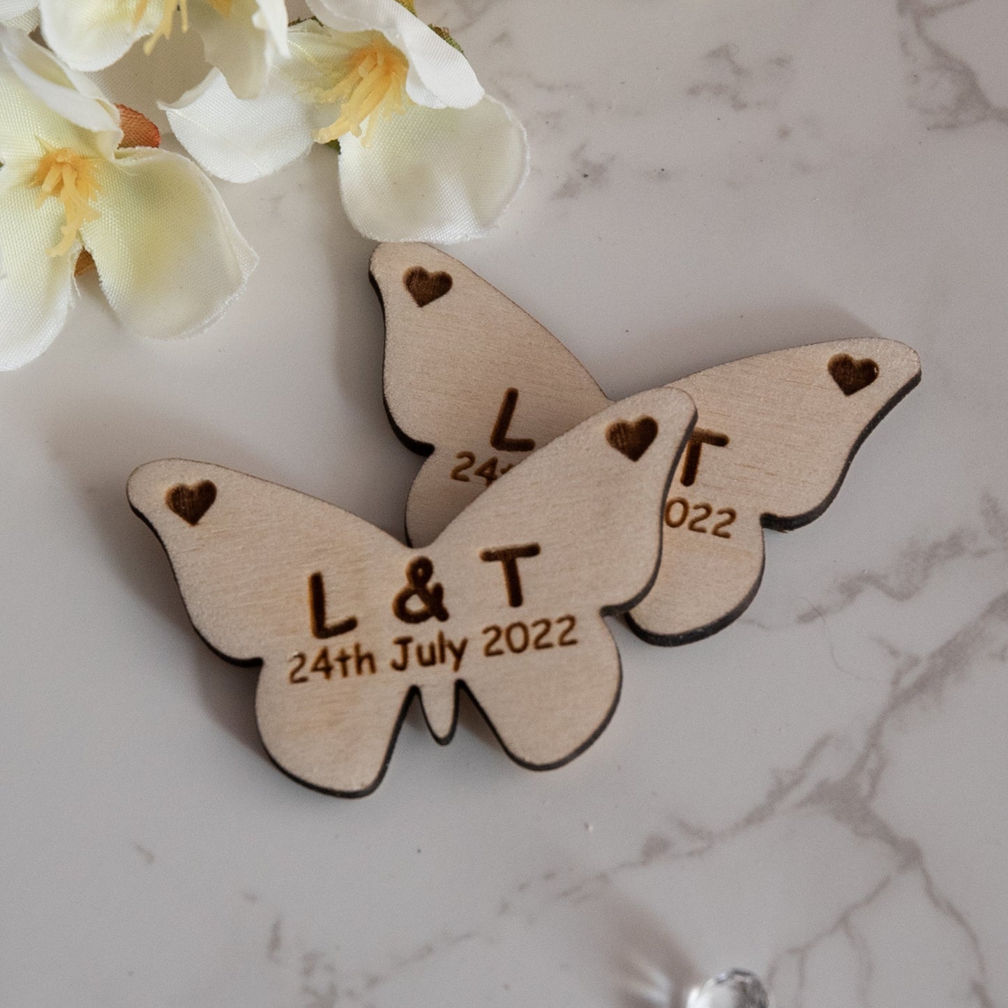 Personalised Wooden Butterfly Wedding Favours