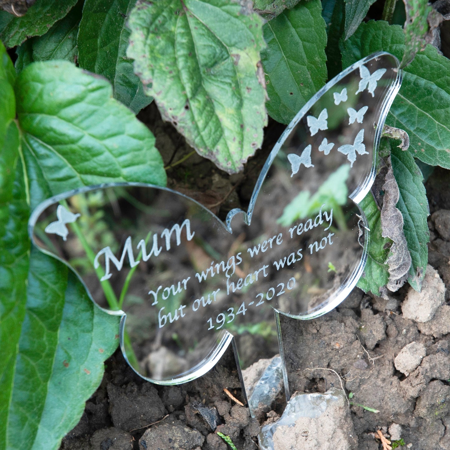 Personalised Butterfly Mirror Acrylic Grave Marker