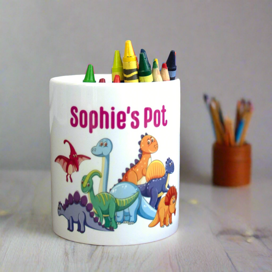 Personalised Dinosaur Ceramic Pen Pot