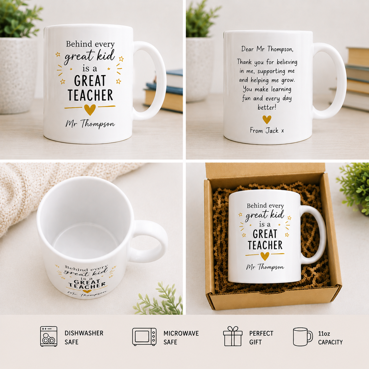 Personalised Teacher Mug and Coaster Set – "A Great Teacher"