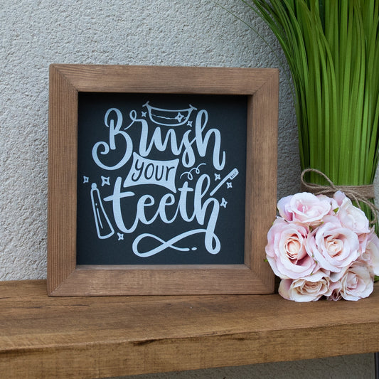 Brush Your Teeth Wooden Picture Frame