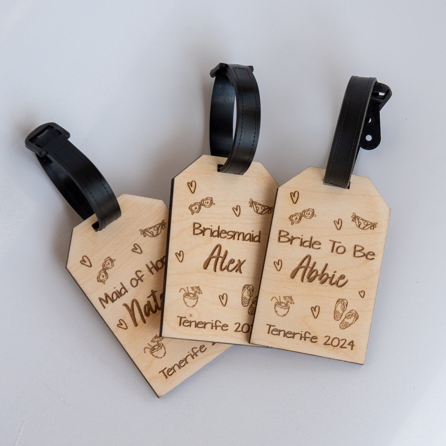 Personalised Summer Vibes Wooden Luggage Tag