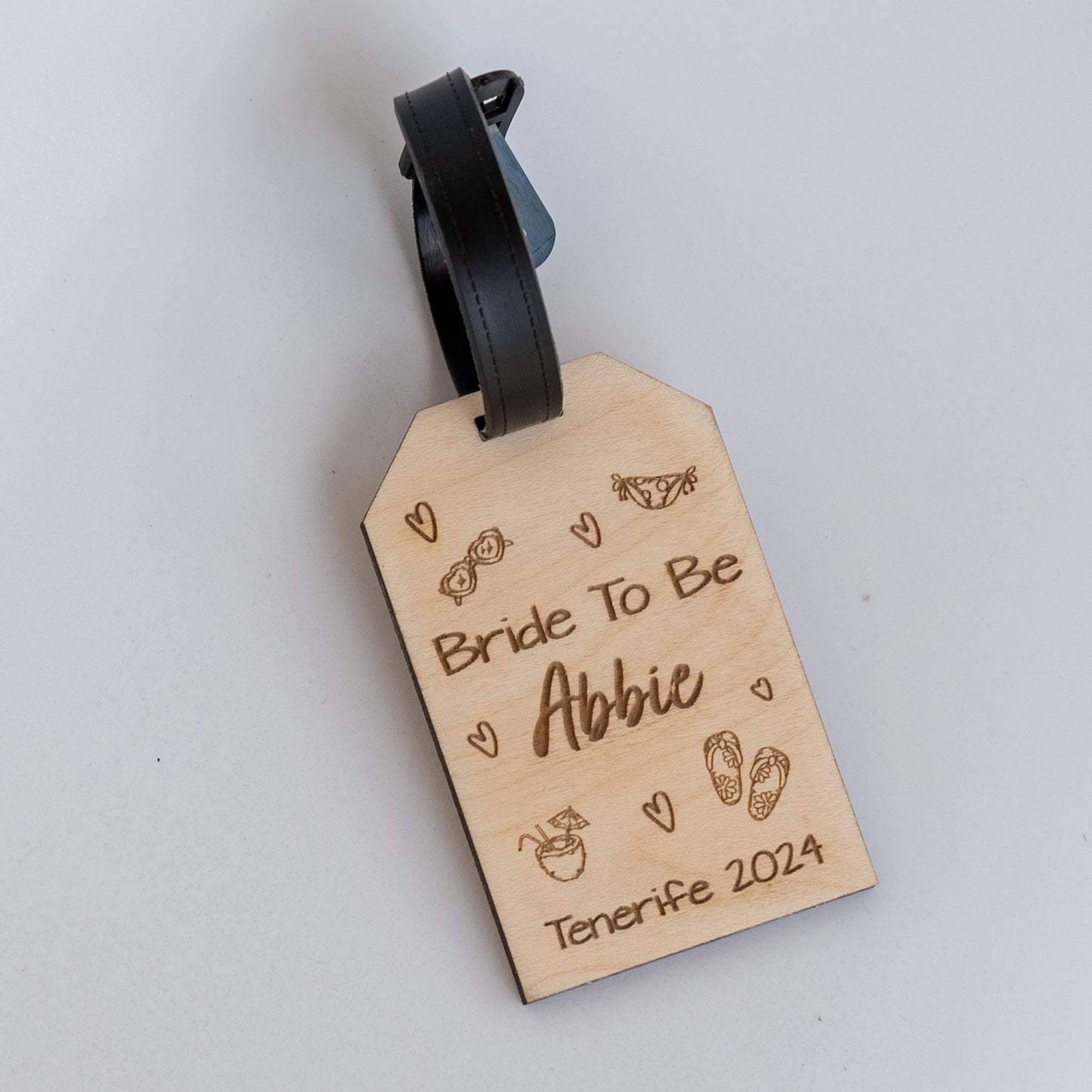 Personalised Summer Vibes Wooden Luggage Tag