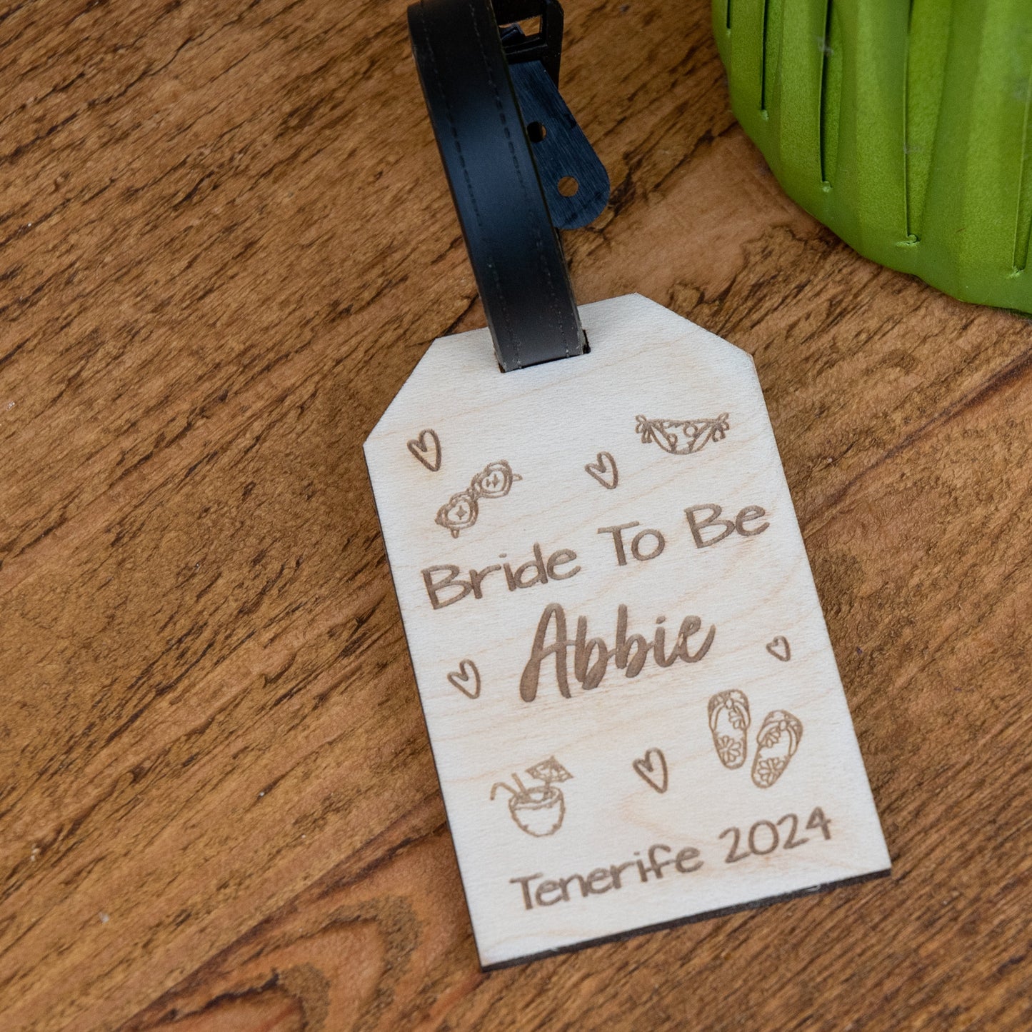 Personalised Summer Vibes Wooden Luggage Tag