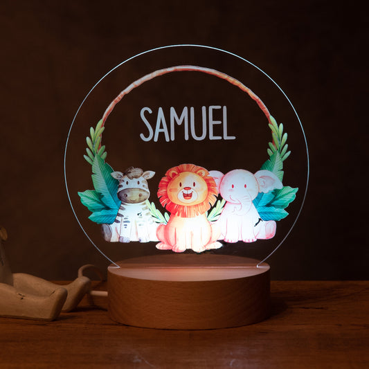 Personalised Jungle Animal Theme Night Light