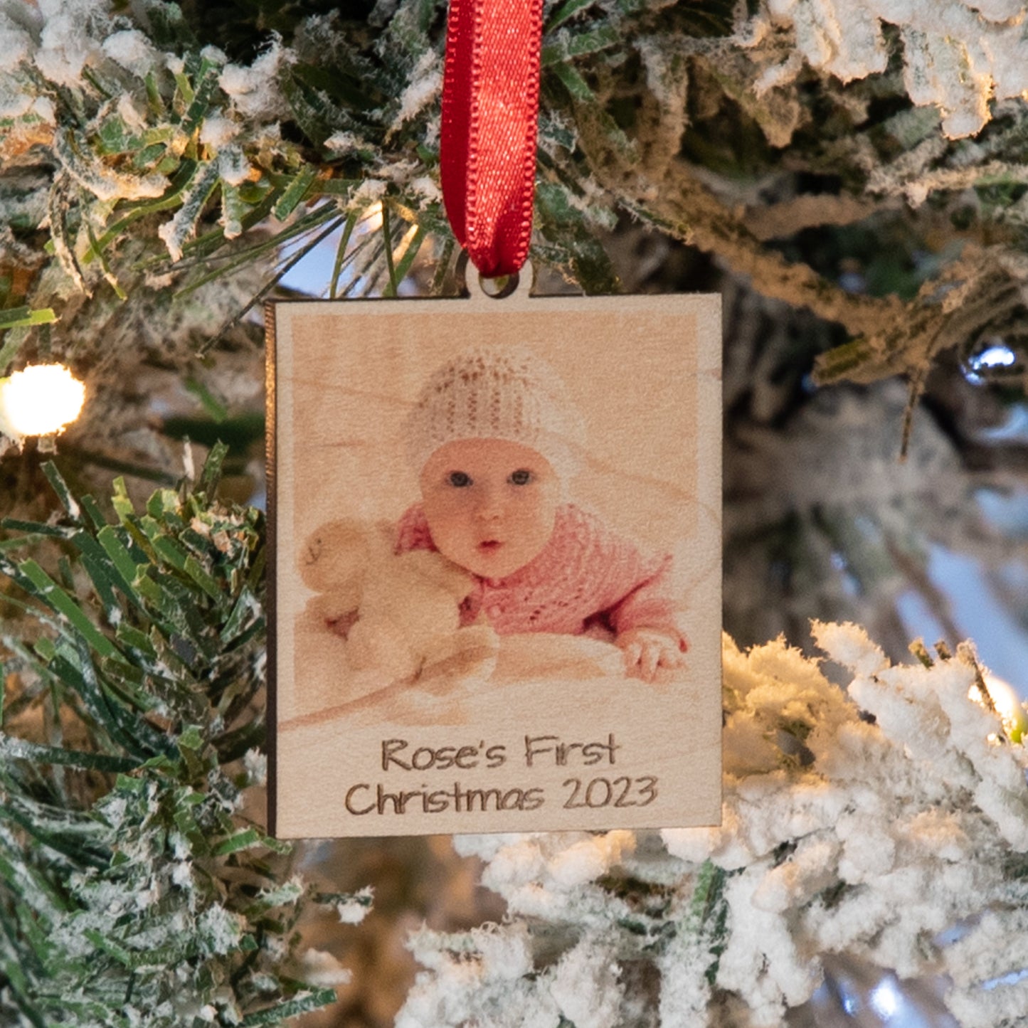 Personalised Photo Wooden Bauble Bookmark Style Christmas Tree Decoration