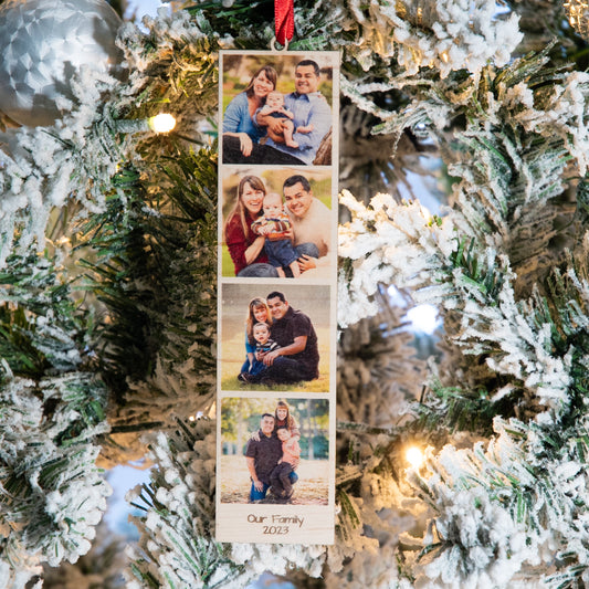 Personalised Photo Wooden Bauble Bookmark Style Christmas Tree Decoration