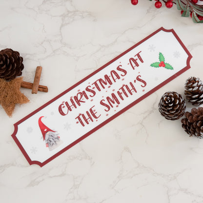 Personalised Gonk & Holly Family Christmas Acrylic Street Sign