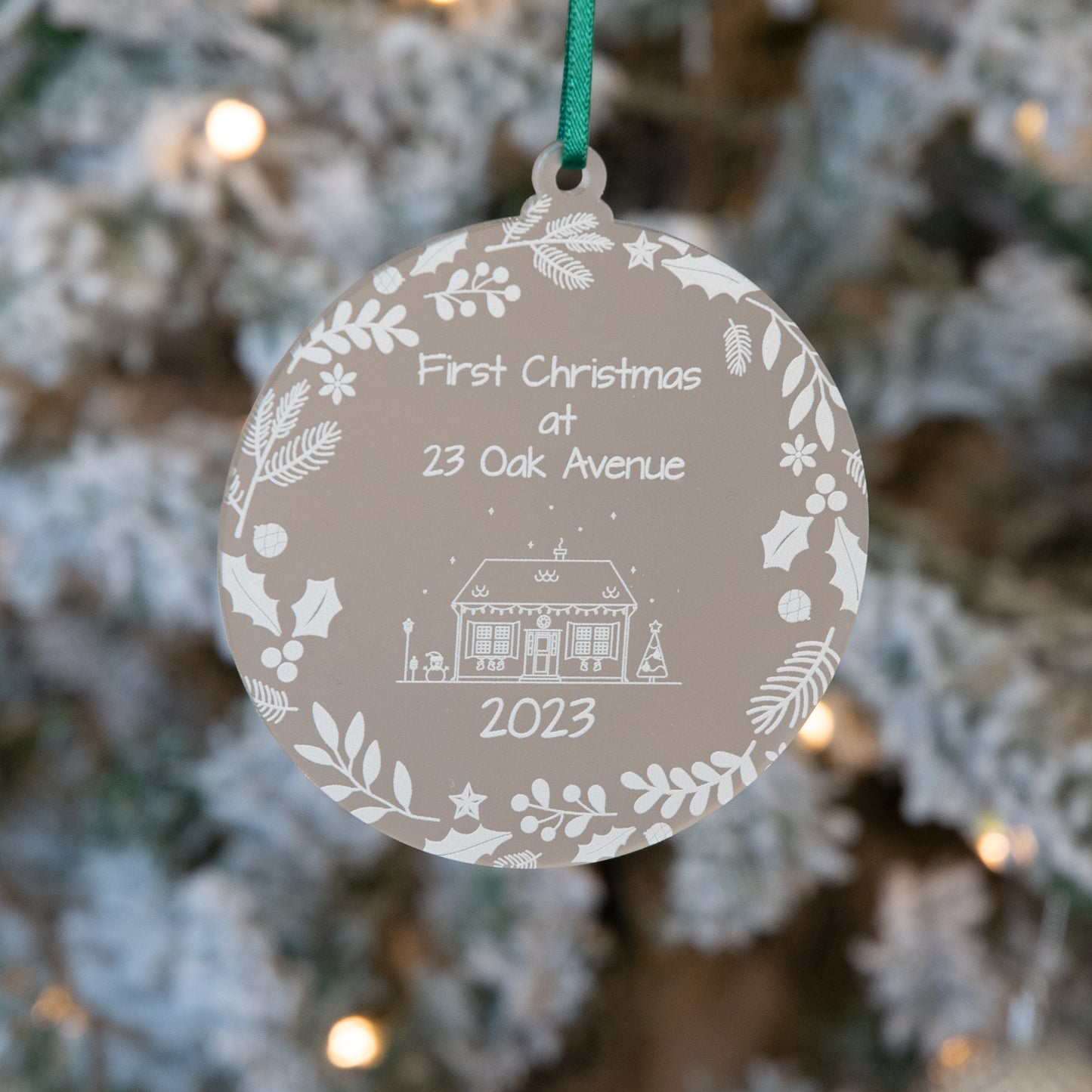Personalised 1st Christmas in our New Home Bauble Frosted Acrylic