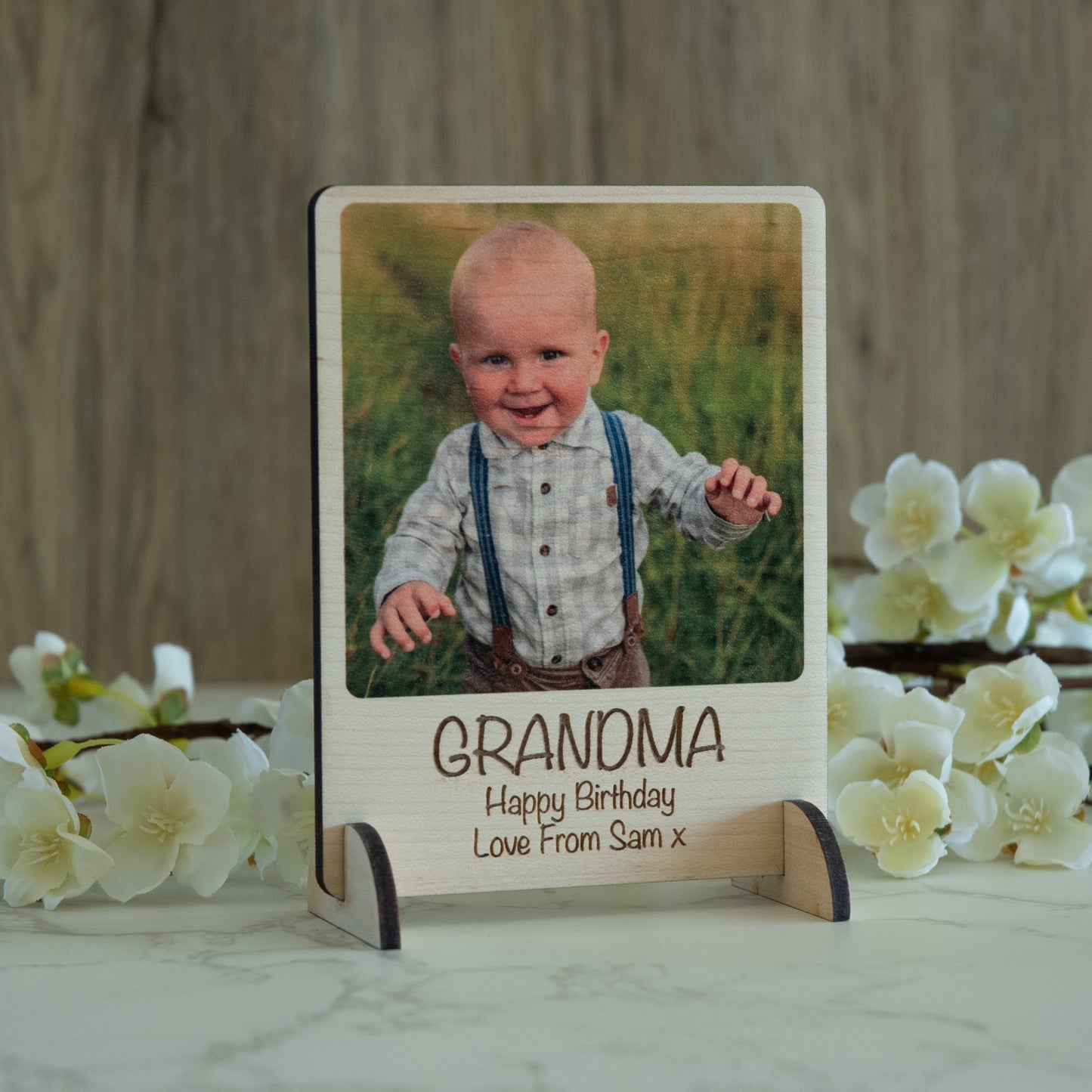 Personalised ANY Photo on Wood with Stands and Magnet