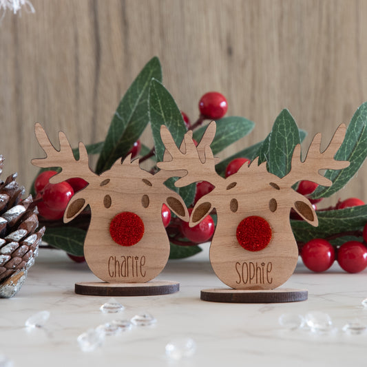 Personalised Wooden Reindeer Place Name