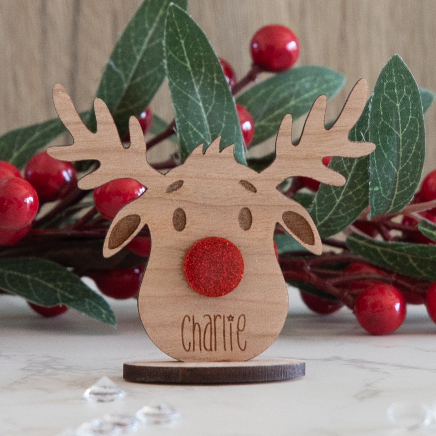 Personalised Wooden Reindeer Place Name